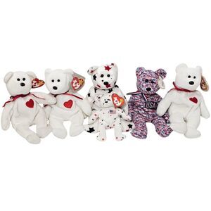 Ty Beanie Babies Bear Plushies Lot Collectible Stuffed Animals Glory Valentino